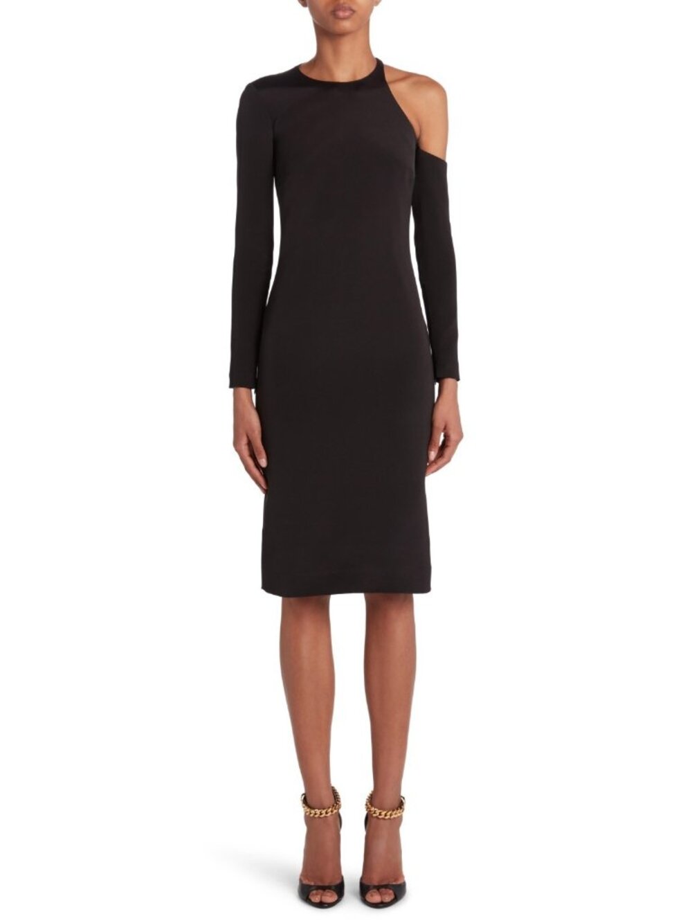 Tom Ford Women's Single Cold Shoulder Long Sleeve Cady Silk Dress Size 34 / US 0